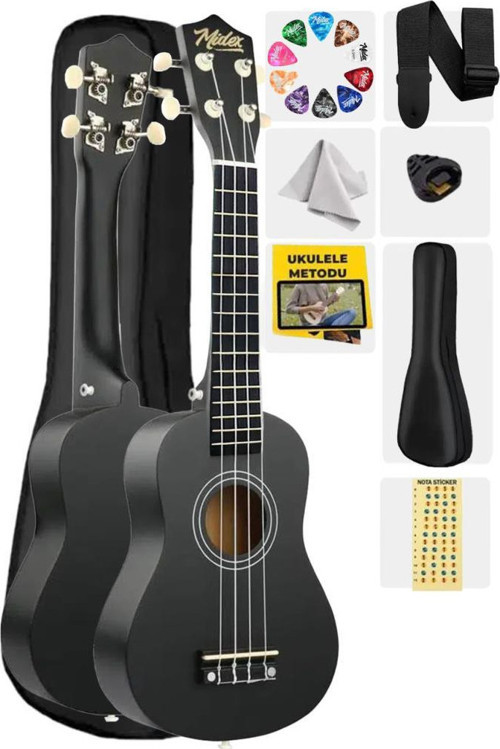 UKX-233BK Siyah Concert Ukulele (Askı Çanta Metod Pena)