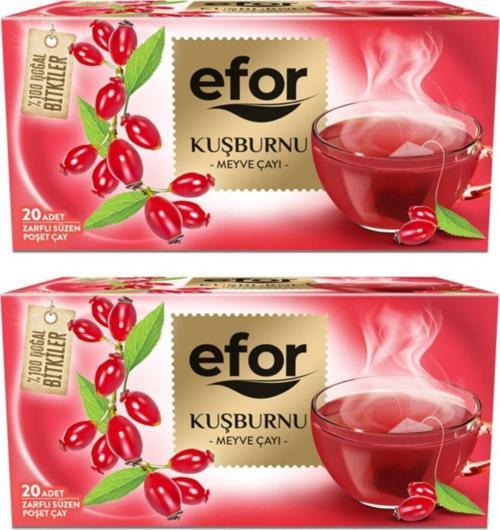 Kuşburnu Çayı 20Li 2Li Set  Bardak Poşet Çay Bitki Çayı 40 Adet