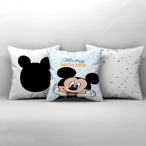 Çocuk Bebek Odası Kırlent Kılıfı Puantiyeli Mickey Mouse