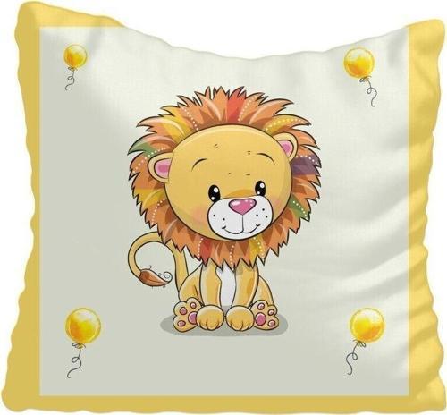 Sevimli Aslan Sarı Balon Bebek Çocuk Bebek Odası Kırlent Kılıfı