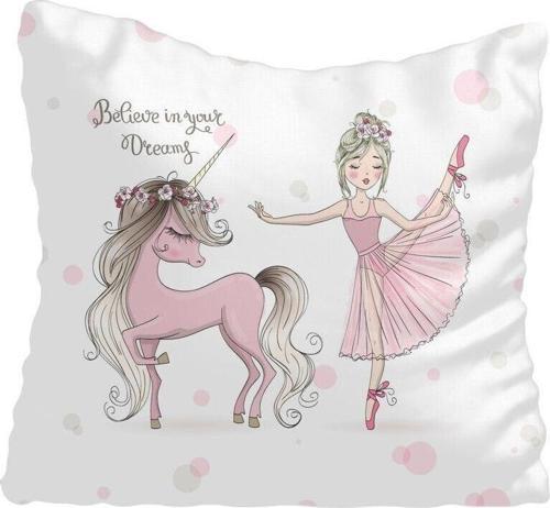 Ünicorn At Ve Bale Yapan Prenses Odası Kırlent Kılıfı
