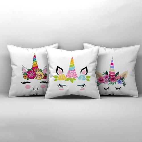 Çocuk Bebek Odası Kırlent Kılıfı Kirpikli Unicorn