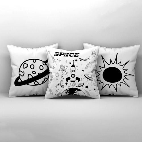 Çocuk Bebek Odası Kırlent Kılıfı Space Travel Astronot Gezegenler