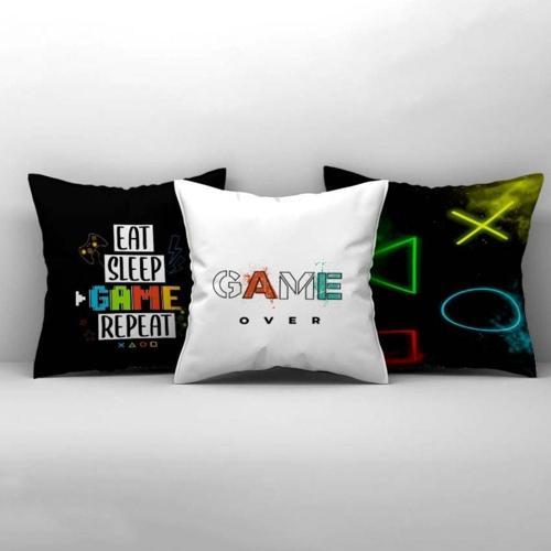 Çocuk Bebek Odası Kırlent Kılıfı Game Over Oyun Temalı