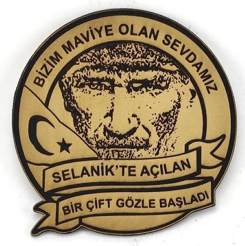 ATATÜRK Deri PEÇ BİZİM MAVİYE OLAN SEVDAMIZ- Arma - Askeri Patch