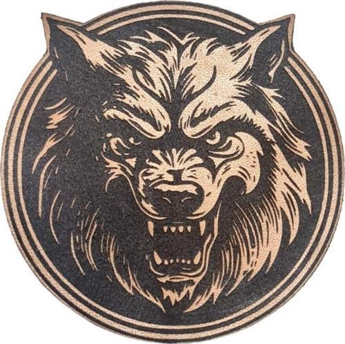 Vahşi Kurt -Yuvarlak  Deri Peç - Arma - Wolf Leather Patch