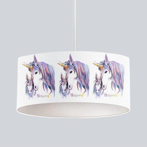 Çocuk Bebek Odası Sarkıt Avize Yıdızlı Yavru Unicorn ve Annesi