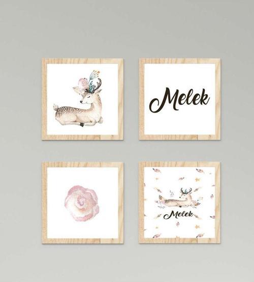 Çocuk Bebek Odası Tablo Sevimli Geyik Melek