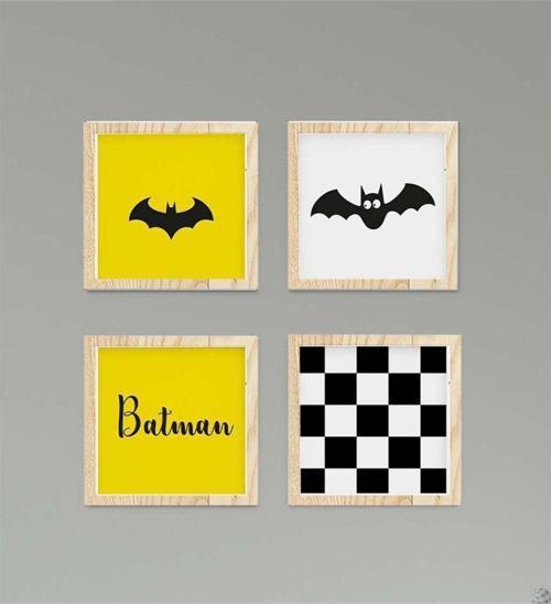 Çocuk Bebek Odası Tablo Batman Siyah Yarasa
