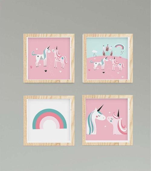 Çocuk Bebek Odası Tablo Unicornlu Atlar Şato Gökkuşağı