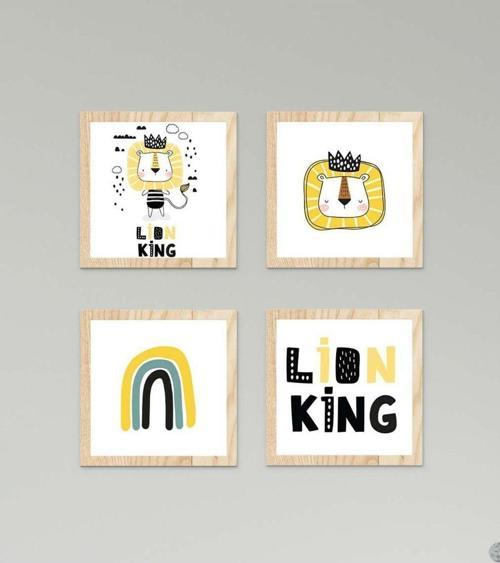 Çocuk Bebek Odası Tablo Mutlu Aslan Lion King Gökkuşağı