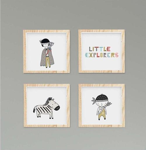 Çocuk Bebek Odası Tablo Kızılderili Çocuk Zebra