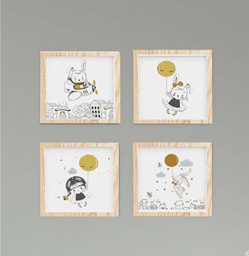 Çocuk Bebek Odası Tablo Planör Ayıcık Yıldızlar