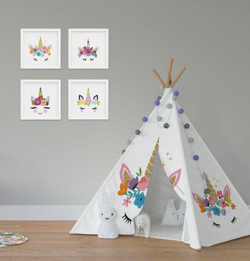 Çocuk Bebek Odası Oyun Çadırı Kirpikli Unicorn