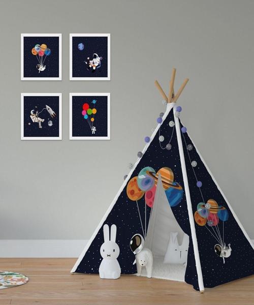 Uzaylı, Renkli Balon Kızılderili Minderli Çocuk Oyun Çadırı 110x110 Cm