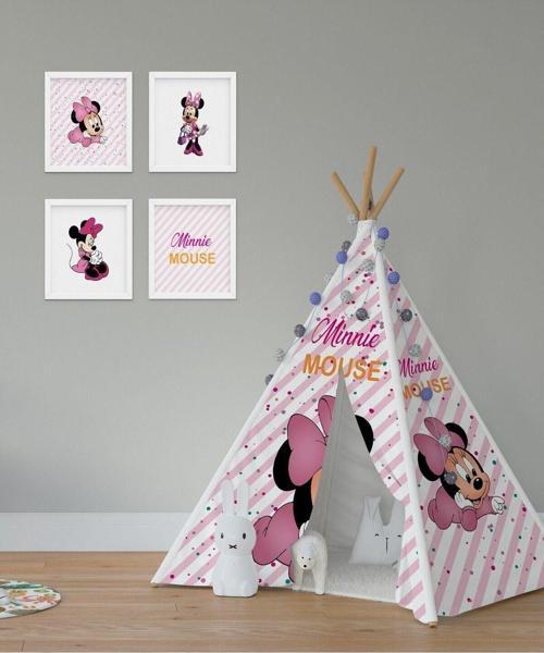 Micky Mouse Puantiye Kızılderili Minderli Çocuk Oyun Çadırı 110x110 Cm