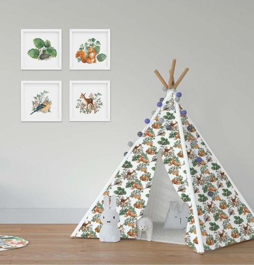 Çocuk Bebek Odası Oyun Çadırı Geyik Çiçekler