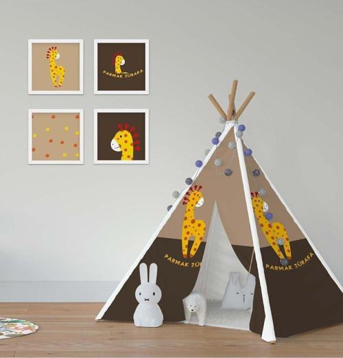 Çocuk Bebek Odası Oyun Çadırı Benekli Sevimli Zürafa