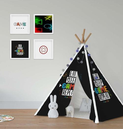 Çocuk Bebek Odası Oyun Çadırı Game Over Oyun Temalı