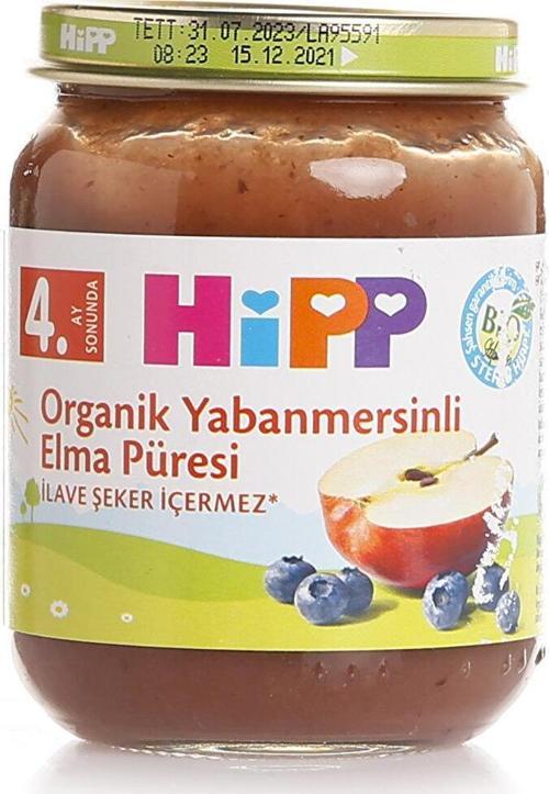Organik Yabanmersinli Elmalı Kavanoz Mama 125 gr