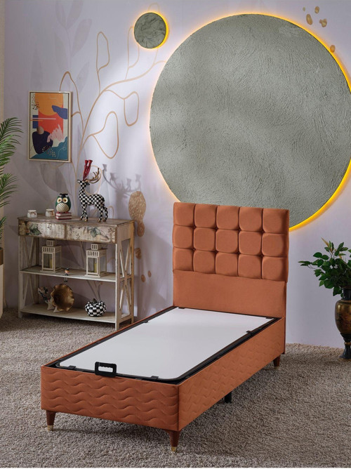 Bengü 90x190 Tek Kişilik (Baza+Başlık) 2 Li Set (Babyface Kiremit)