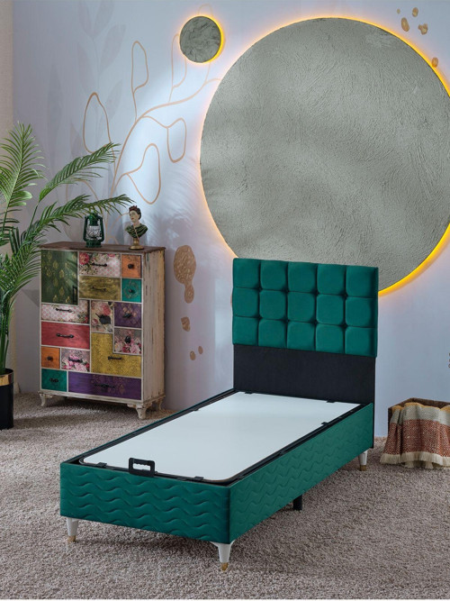 Bengü 90x190 Tek Kişilik (Baza+Başlık) 2 Li Set (Babyface Yeşil)