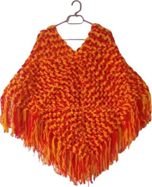 El Örgüsü Sarı & Kırmızı Taraftar Kadın Panço