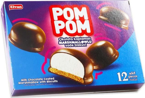 PomPom Sütlü Çikolata Kaplı Marshmallowlu Bisküvi 156 Gr. (1 Paket)