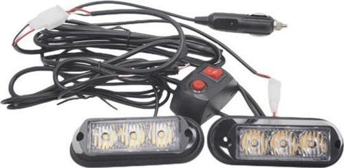 Çakar lamba 3x2 led 12w 12-24v amber-amber / LAPA197
