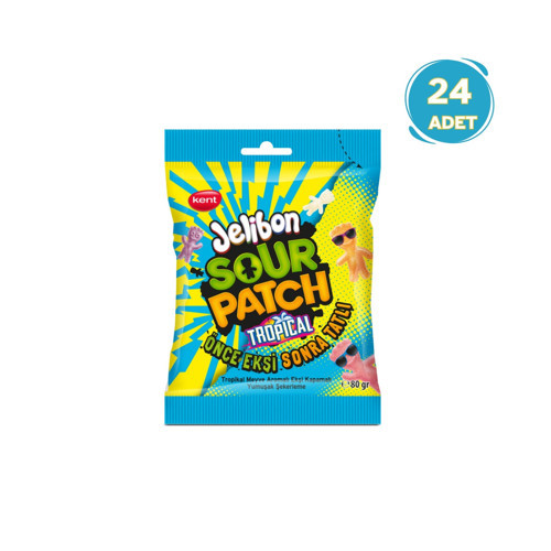 Sour Patch Tropikal Meyve Aromalı Yumuşak Şekerleme 80 gr - 24 Adet