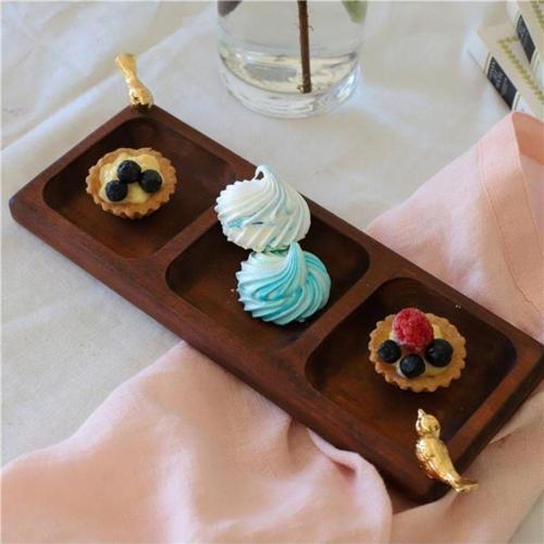 Ahşap 3 Bölmeli Altın Kuş Sunumluk