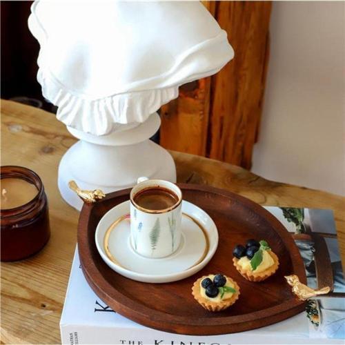 Ahşap Göz 26 Cm Altın Kuş Sunum Tabağı