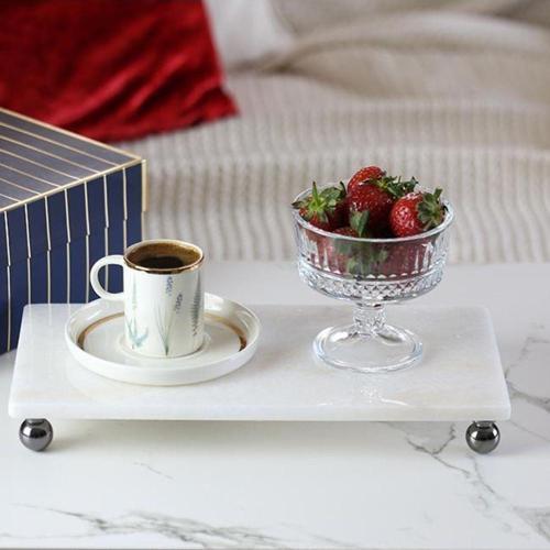 Mermer Beyaz 30X15 Cm Füme Boncuk Ayak Sunumluk