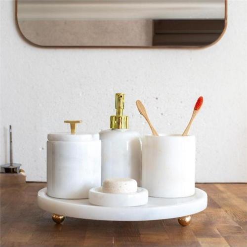 Mermer Beyaz 5 Parça Ela Banyo Seti