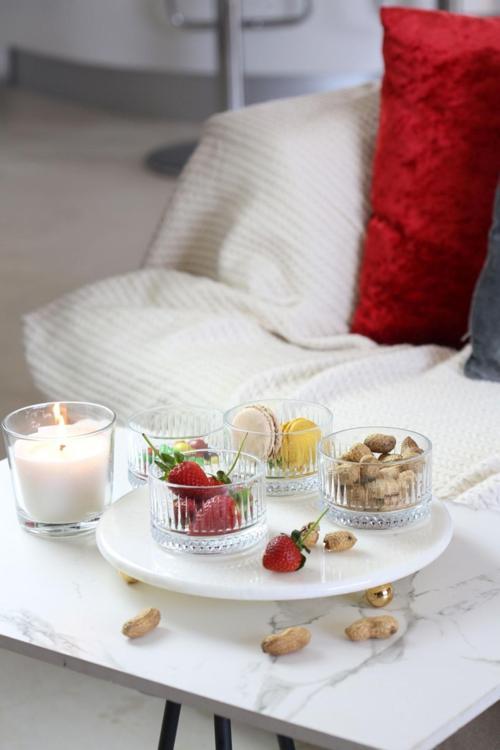 Mermer 25 Cm Altın Boncuk Ayaklı Elysia 4'Lü Reçellik Ikramlık