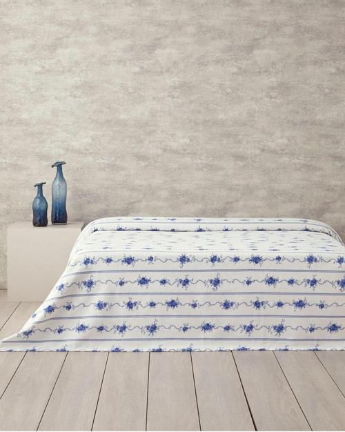 Flower Line Çift Kişilik Pike Mavi