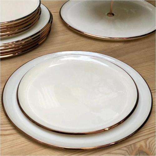 Pasta Tabağı Seti 6 Lı Krem Rose Gold