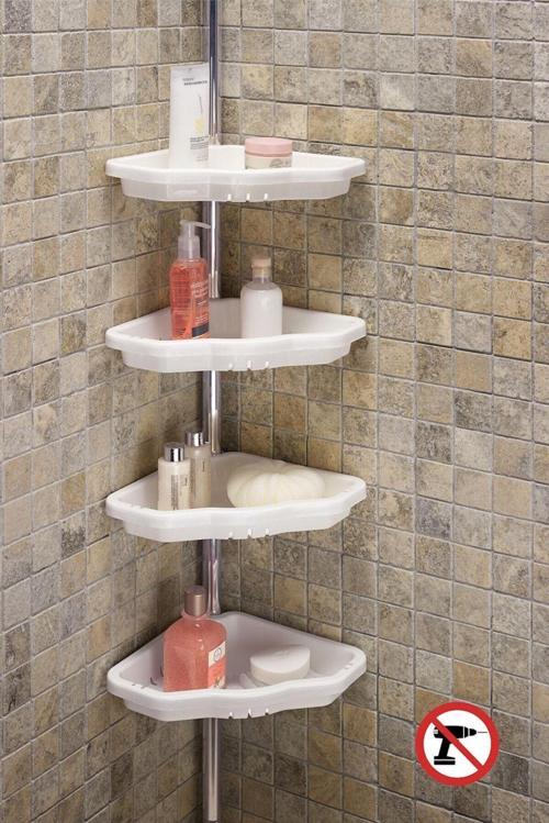 Primanova Banyo Köşe Rafı Paslanmayan Borulu Alu Beyaz