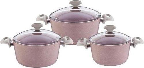 3'Lü Granitte Minik Pembe Granit Tencere Seti Lıberg1820Set3