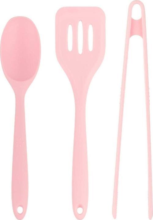 Silikon Açık Pembe 3'Lü Servis Seti Soft