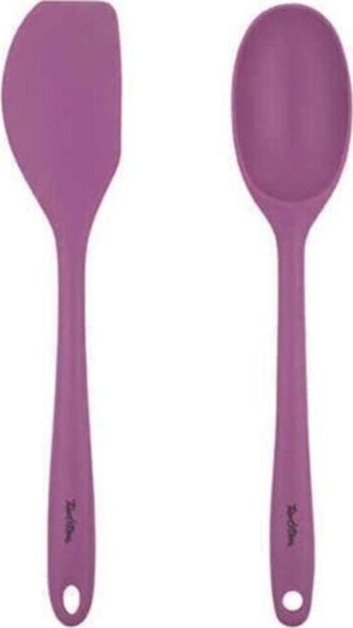 Vişne Renkli Silikon Büyük Kaşık Ve Spatula Seti