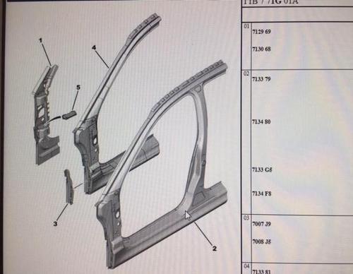 PEUGEOT 206 SAĞ ÖN YAN DİREK  DIŞ SACI 7129.69