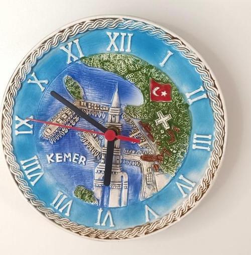 Saat Tabak Duvar Süsü Masa Saati Dekor Seramik 