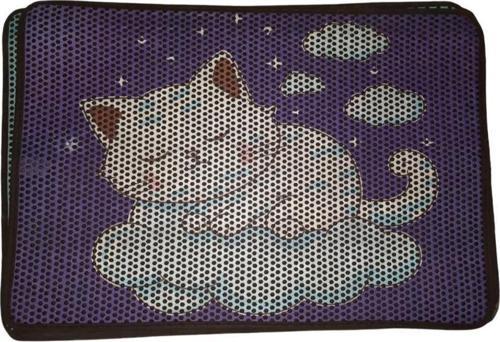 Büyük Elekli Çift Katlı Kedi Kumu Paspası 75X59 cm Desenli No:5