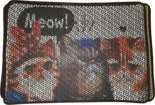 Büyük Elekli Çift Katlı Kedi Kumu Paspası 75X59 cm Desenli No:7