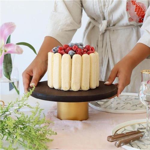 Ahşap 28 Cm Metal Ayaklı Sunum Tabağı