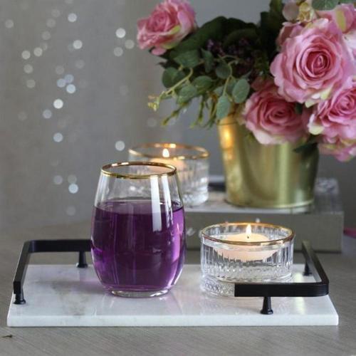 Mermer Beyaz Siyah L Dizayn 30X20 Cm Tepsi Mermer Nişan Söz, Peynir Tabağı, Kahve Köşesi Sunumluk