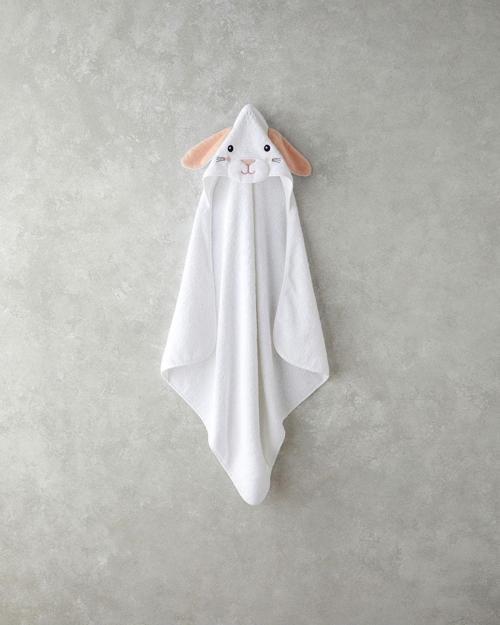 Rabbit Pamuklu Bebe Havlu Beyaz