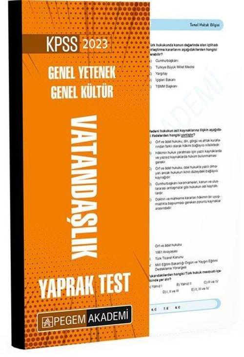 2023 KPSS Genel Yetenek Genel Kültür Vatandaşlık Yaprak Test