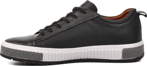 417-41432 Siyah-Beyaz Hakiki Deri Erkek Sneaker